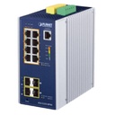 Planet Switch Industrial administrable L2+  8 puertos Gigabit con PoE+ 802.3at y 4 puertos SFP