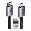 Ugreen Cable HDMI 2.1 de 8K@60Hz | 2 m | 48Gbps | HDR10+ | 3D Inversivo| eARC | Dolby ATMOS |   VVR | QMS | QFT | ALLM | 3 modos de Visualización | Certificado HDMI 8K | Niquelado | Nylon Trenzado | Carcasa de Aluminio.