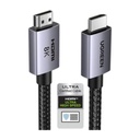 Ugreen Cable HDMI 2.1 de 8K@60Hz | 3 metros | 48Gbps | HDR10+ | 3D Inversivo| eARC | Dolby ATMOS |   VVR | QMS | QFT | ALLM | 3 modos de Visualización | Certificado HDMI 8K | Niquelado | Nylon Trenzado | Carcasa de Aluminio.