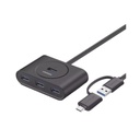 Ugreen HUB USB-A/C 3.0 4 en 1 | Con Conector USB-C | 4 Puertos USB-A 3.0 (5Gbps) | Cable de 25cm | Indicador Led | Ideal para Transferencia de Datos | Entrada Micro USB para alimentar equipos de mayor consumo.