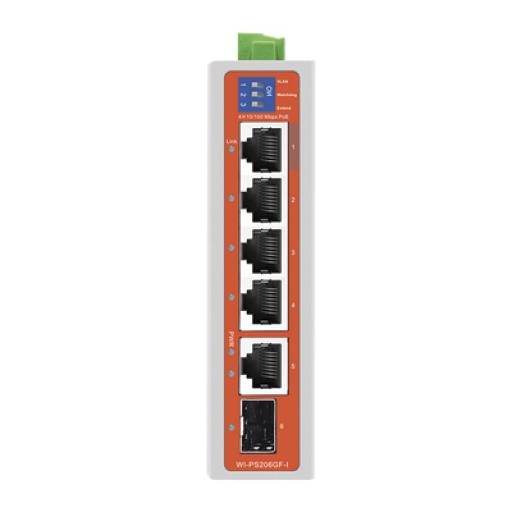 WI-TEK SWITCH INDUSTRIAL 4 PUERTOS FAST ETHERNET CON POE 802.3AF/AT + 2 PUERTOS UPLINK GIGABIT