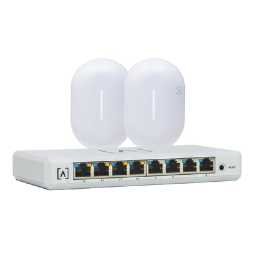ALTA Labs Kit de lanzamiento Alta Labs: Incluye: 1 Switch PoE S8-POE / 2 Puntos de Acceso WiFi 6 AP6 Bloqueo de Contenido / Administración en la Nube/App Gratuita / Compatible con la Plataforma Purple