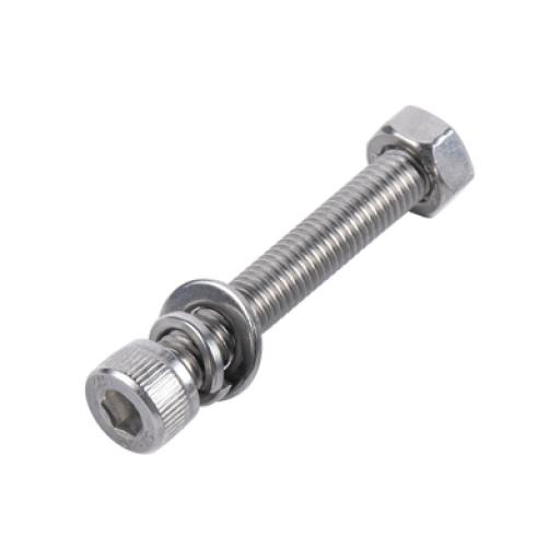 [DMT_KDMT-BOLT-865] DMT Tornillo Allen Milimétrico de Acero Inoxidable  M8-1.25 x 65/ Incluye Tuerca, Arandela Plana y Arandela Presión / Para Montajes de Módulos Solares / Bolsa con 6 piezas.