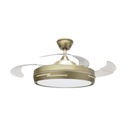 JWJ Ventilador de Techo con Luminario LED de  110 V CA 50/60 Hz /  88 W /4500 Lm / 6500 - 4 000 - 2 700 K /3 Tonos de Luz / 1075 mm / 6 Velocidades /No Dimeable.