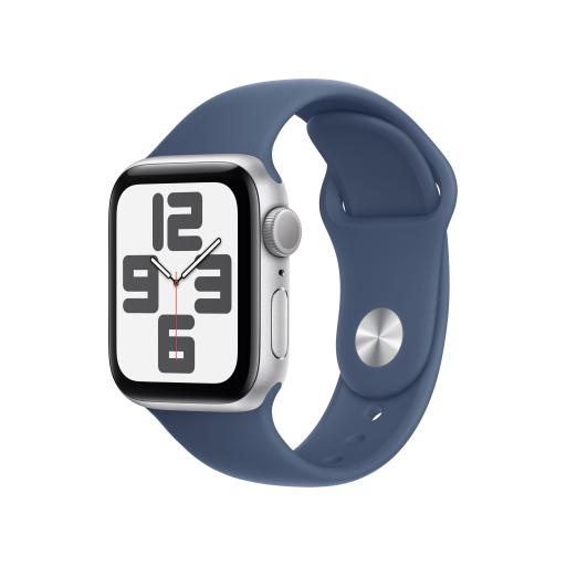 APPLE WATCH SE GPS 40MM SILVER ALUMINIUM CASE WITH DENIM SPORT BAN
