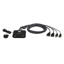 ATEN Switch KVM | USB FHD HDMI | de 2 puertos en formato cable