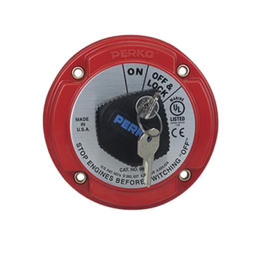 PERKO Switch Selector de Batería On / Off de Servicio Mediano, con Bloqueo por Llave para Sistemas Eléctricos Marinos
