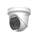 Hikvision Digital Technology Turret IP Dual / Térmica 6.9 mm (256 x 192) / Óptico 6.4 mm (4 Megapixel) / Termométrica / Detección de Temperatura / PoE /Exterior IP66 / Sirena y Luz Intermitente Integrada / MicroSD