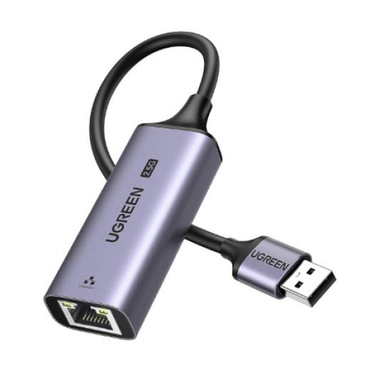Ugreen Adaptador USB-A 3.0 a Ethernet 2.5G | Chip de Última Generación RTL8156BG | Indicadores Led | Caja de Aluminio | Diseño Reforzado | Compacto y Portátil | Compatible con Laptop /PC/NAS/Enrutador/Switch de Ethernet, etc.