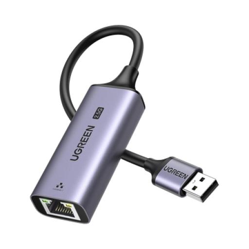 Ugreen Adaptador USB-A 3.0 a Ethernet 2.5G | Chip de Última Generación RTL8156BG | Indicadores Led | Caja de Aluminio | Diseño Reforzado | Compacto y Portátil | Compatible con Laptop /PC/NAS/Enrutador/Switch de Ethernet, etc.