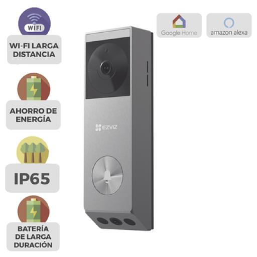 [EZVIZ_CS-EP3X] EZVIZ Doorbell de Bateria Recargable con Panel Solar / 3 megapíxel / Doble Lente / Protección IP65 / Audio de Dos Vías