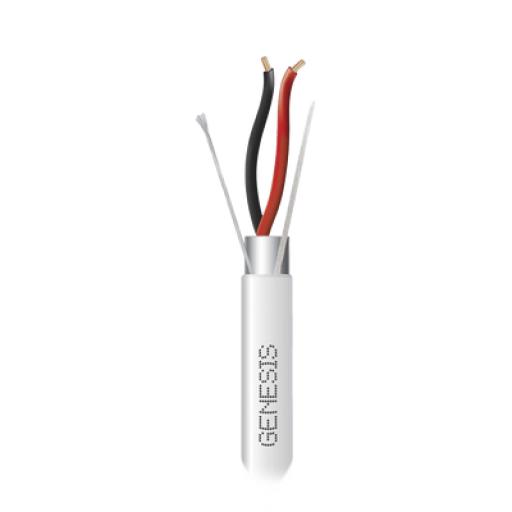 GENESIS Bobina de 305 M de Cable 2 x 22 AWG BLINDADO / RISER / Color Blanco / Para Aplicaciones de Audio, Seguridad y Control