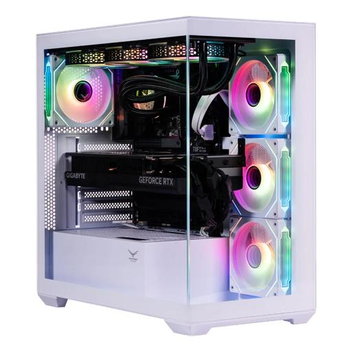 GABINETE NACEB (NA-0637B) GAMER, MEDIA TORRE ATX, 4*VENTILADORES, CRISTAL TEMPLADO, BLANCO
