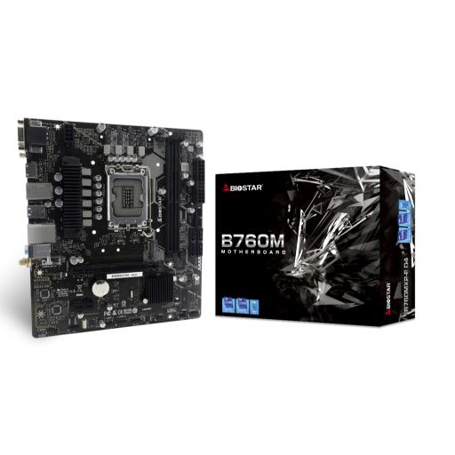 MB BIOSTAR (B760MX2-E D4), LGA1700, DDR4 4400, USB 3.2 GEN1, PCIE M.2 4.0, HDMI, VGA, DVI, RJ45, MICRO ATX