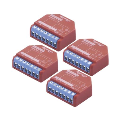 SHELLY KIT de 4 piezas Relevador inalámbrico inteligente 16A, 110-230 V, medición de consumo, compatible con asistente de voz Alexa, Google Home