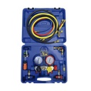 Epcom Juego de manómetros para aire acondicionado, herramienta de carga de refrigerante, doble válvula con adaptadores de acoplamiento rápido, manguera de 1.5 metros para refrigerantes : R410A, R32, R134A, R22 