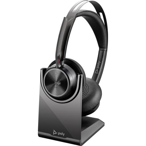 POLY POLY Auriculares Voyager Focus 2 USB-C-C con certificación Microsoft Teams + adaptador USB-C/A + base de carga