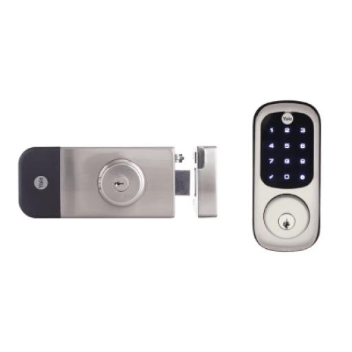 Assa Abloy Cerradura Digital para Exteriores / Teclado Digital Táctil / Control Remoto App Yale / Compatible Zigbee-Z Wave Plus / Resistente Intemperie / Hasta 250 Usuarios / Baterías AA