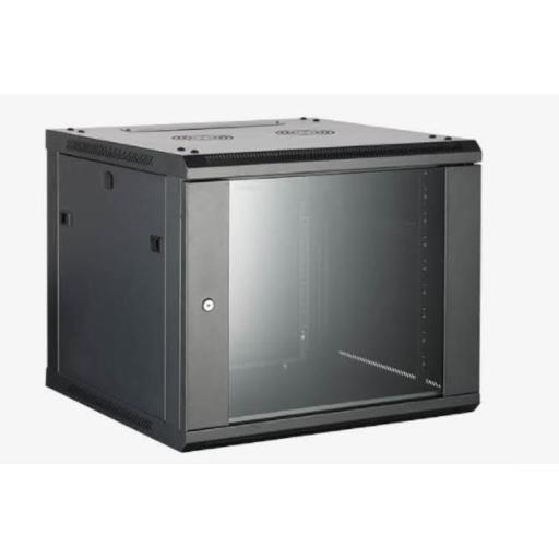 Hikvision Digital Technology Gabinete para Montaje en Pared/ Piso, con Puerta de Cristal Templado, Cuerpo Fijo, con 4 Unidades de Rack, de 19in, Fabricado en Acero
