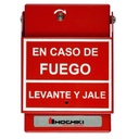 Hochiki Estación De Jalón Convencional De Doble Acción, Color Rojo, Texto En Español (0600-01230) Incluye varilla de vidrio 