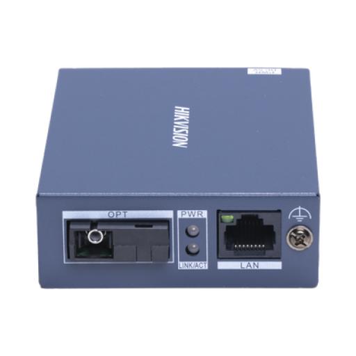 Hikvision Digital Technology Convertidor Fibra Óptica Monomodo (RX) / 1 Puerto SFP (SC) 100 Mbps / 1 Puerto RJ45 10/100 Mbps / HASTA 20 KM / Plug and Play