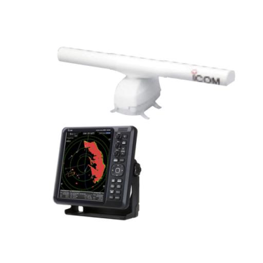 ICOM Sistema de radar con antena tipo matriz abierta de 4 pies a 72 Millas Náuticas, y pantalla a color MR1220E de 12.1" 