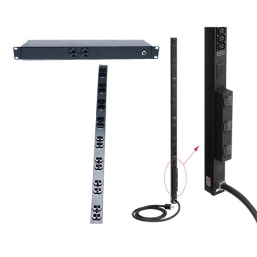 HOFFMAN PDU Básico de Montaje en Rack, Con 10 Salidas NEMA 5-15R y Protección Contra Sobretensiones,  Enchufe de Entrada NEMA 5-15P, de 19in, 1UR, 15 Amp, 120 Vca 