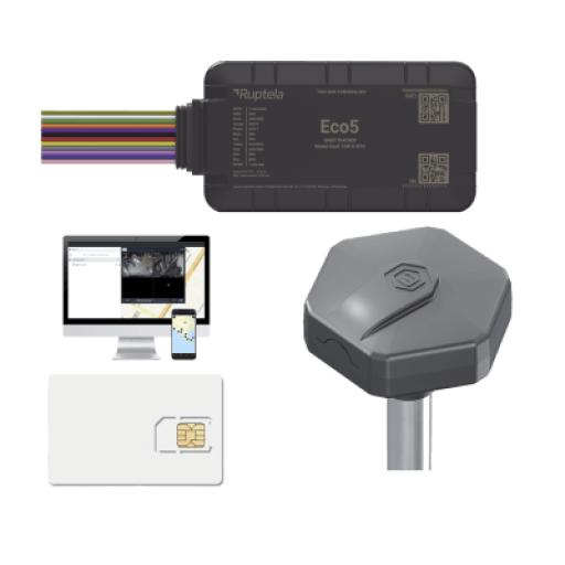 Ruptela KIT Dispositivo de Rastreo Vehicular/ Sensor nivel de combustible BLE / Conectividad LTE Cat1 y LTE-M / BLE 5.0 / GNSS U-blox / Carcasa IP54 / Batería Interna de Respaldo / Detecta Interferencias / Incluye: EPCOMGPSCODE, TDBLE1000 y SIM500MB2Y