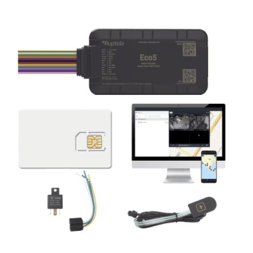 Ruptela KIT Dispositivo de Rastreo Vehicular / Conectividad LTE Cat1 y LTE-M / BLE 5.0 / GNSS U-blox / Carcasa IP54 / Batería Interna de Respaldo / Detecta Interferencias / Incluye SIM500MB2Y, EPCOMGPSCODE, Relay y boton SOS