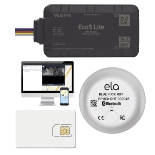 Ruptela Rastreador Vehicular y Monitoreo de Flota / BLE 5.0 y GNSS / LTE CAT1 y LTE-M con Respaldo 2G / GNSS U-blox / MiKado IP54 / -20 °C a +40 °C / Acelerómetro de 3 Ejes / Suministro 9-32 V / Batería Interna