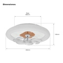 JWJ Ventilador de Techo con Luminario LED de 110 V CA 50/60 Hz /  88 W / 3 Tonos de Luz (6500 - 4 000 - 2 700 K) / Diámetro 500 mm / 6 Velocidades / Dimeable.