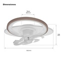 JWJ Ventilador de Techo con Luminario LED de 110 V CA 50/60 Hz /  88 W / 3 Tonos de Luz (6500 - 4 000 - 2 700 K) / Con giro 360° / Diámetro 550 mm / 6 Velocidades / Dimeable.