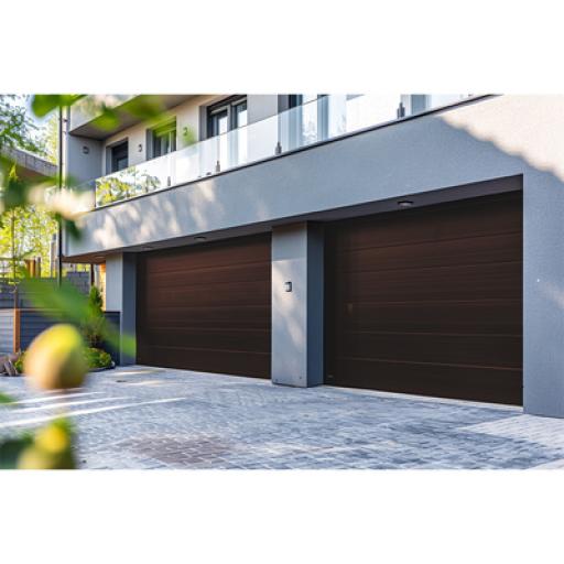 AccessPRO Puerta de Garage D / Alta calidad / 16x8 pies / 1 3/4" Aislante Termico / Estilo Americana / Imitacion Madera / BLACK WALNUT .