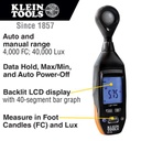 Klein Tools Medidor Digital de Luz de Rango Automático y Manual: 4000 fc; 40000 lux.
