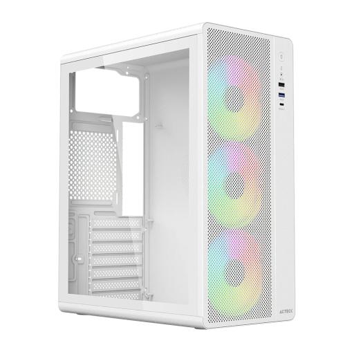 GABINETE ACTECK (AC-941716) ESSEN PRO XGM767, ATX, 1*USB 3.1, 1 USB 3.0, PANEL CRISTAL, BLANCO