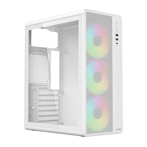GABINETE ACTECK (AC-941716) ESSEN PRO XGM767, ATX, 1*USB 3.1, 1 USB 3.0, PANEL CRISTAL, BLANCO