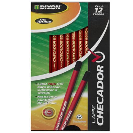 Lapiz checador DIXON rojo redondo caja c/12 lapices