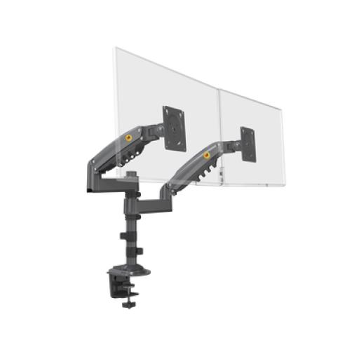 NB-EPCOM Montaje de Escritorio articulado para 2 monitores de 17 a 27" /  Soporta hasta 9kg por monitor / Vesa 75 x 75 / 100 x 100 / Acero / Rotación: 360°