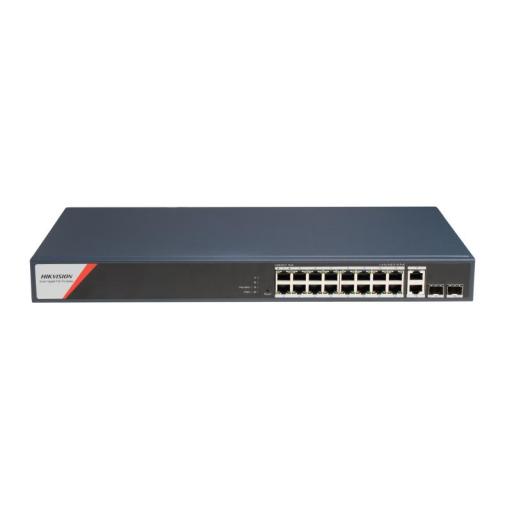 Hikvision Digital Technology Switch Gigabit PoE+ / Administrable / 16 Puertos 1000 Mbps PoE+ (4 Puertos PoE++ 90 W) / 2 Puertos 1000 Mbps de Uplink / 2 Puertos SFP / Configuración Nube Hik-PartnerPro / Modo Extendido hasta 300 Metros / 230 W