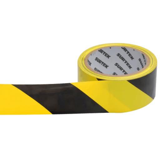 [SURTEK_SYS-138060] Surtek Cinta de Señalización / Adhesivo Acrílico / Espesor 0.105 mm / Colores Amarillo-Negro / Ancho 48 mm / Largo 18 m / Alta Visibilidad