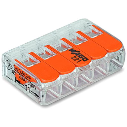 [WAGO_221-415] WAGO Conector Compacto para 1 Cable de Entrada 4 Cables de Salida / Cables Compatibles 28AWG-12AWG