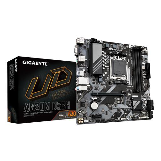 MOTHERBOARD GIGABYTE (A620M DS3H) SOCKET AM5,4*DRR5 5200MHZ,HDMI.DP,VGA,MICRO ATX