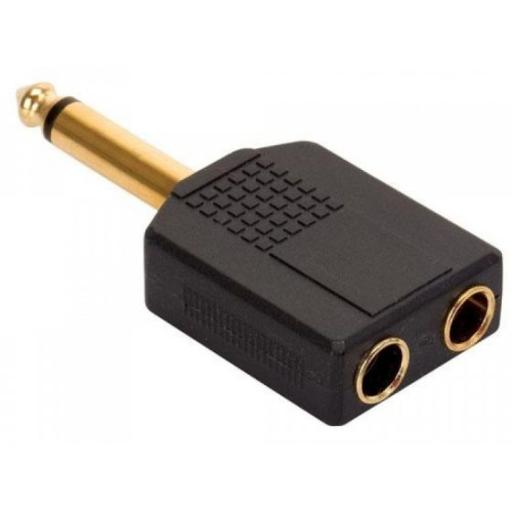 ADAPTADOR STEREN Y 2 JACKS 6.3MM A PLUG 6.3MM DORA