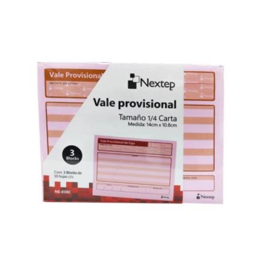 [NEXTEP_NE-038C] Nextep Vale Provisional de Caja Nextep 1/4 Carta 3 Blocks C/50 CU