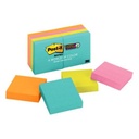 Notas Adhesivas 3M Post-it Super Sticky Miami 2x2 pulg (5X5 cms) block c/90h paq c/8 blocks