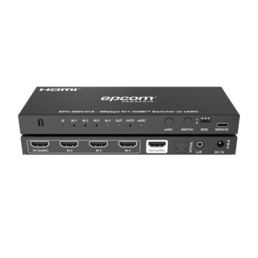 [EPCOM_EPC-SWC41A] Epcom Switch HDMI 4x1 | 8K@60Hz 4:2:0 | 48 Gbps | ARC/eARC | Extracción de Audio | Gestión EDID | Control CEC 