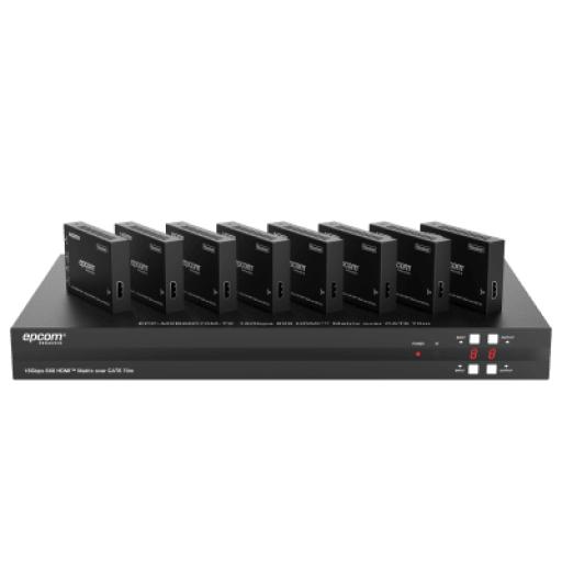 [EPCOM_EPP-MXB88D70M] Epcom Matriz HDMI 8x8 | 4K@60Hz 4:4:4 | 8 Salidas HDMI + 8 CAT | Extensión hasta 70 m | Audio HD | Control IR/LAN/RS-232/Web GUI
