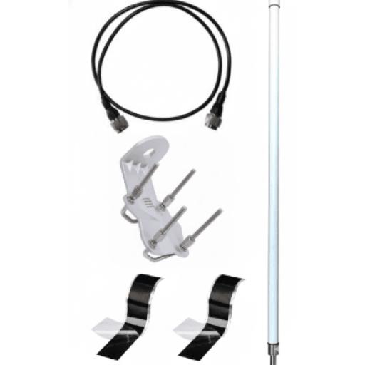 [KERLINK_ACC-IOT-KAN09-01] KERLINK Antena LoRa Exterior Omnidireccional / 5dBi / Frecuencia 860-930 MHz / IP67 / Resistencia al Viento 200 km/h / Kit de Montaje en Poste / Cable Coaxial 1 metro