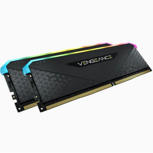MEMORIA DIMM DDR4 CORSAIR (CMG32GX4M2E3200C16) 32GB 3200MHZ (2X16GB) VENGEANCE RGB RS, NEGRO, 1.35