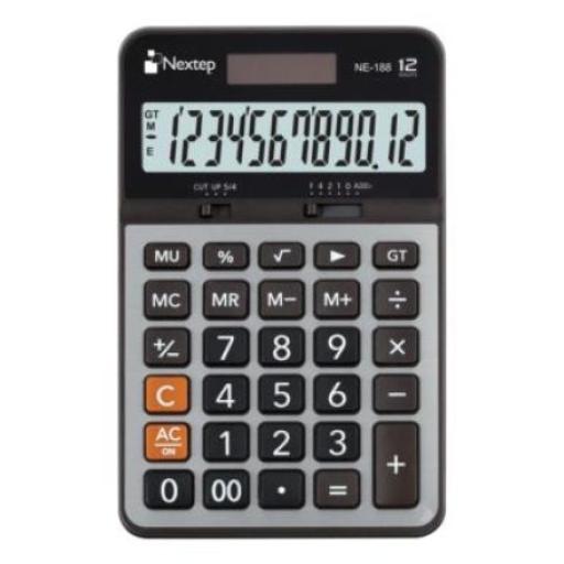 Nextep Calculadora Nextep 12 Dígitos Cubierta Metálica Semiescritorio Batería Solar